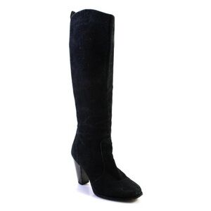 Joie Black Knee High Boots Suede Heel Slouch Tall Boots